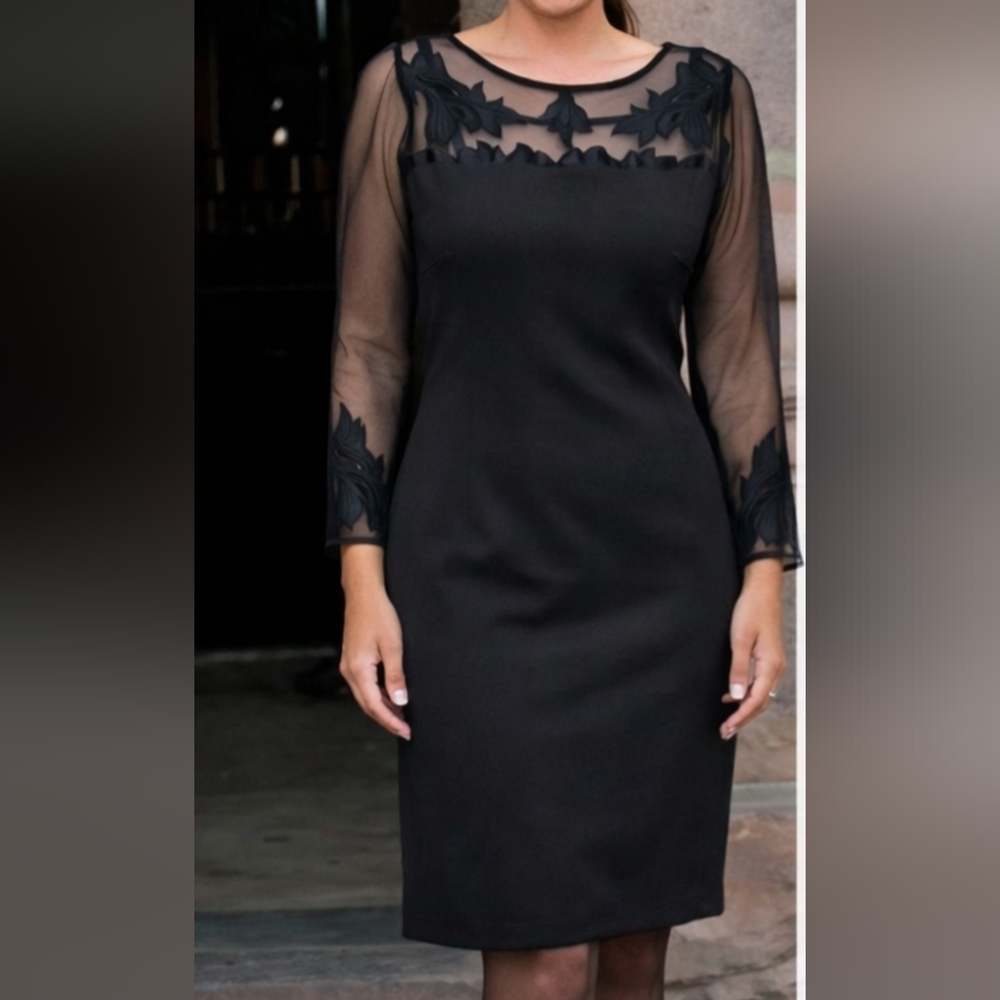 SUSY SHIER Little Black Dress Elegant Sheath Dress Size 10